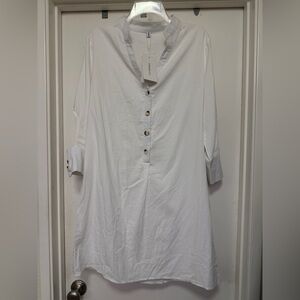 OSHOPOLIVE white cotton shift dress with buttons - size XL